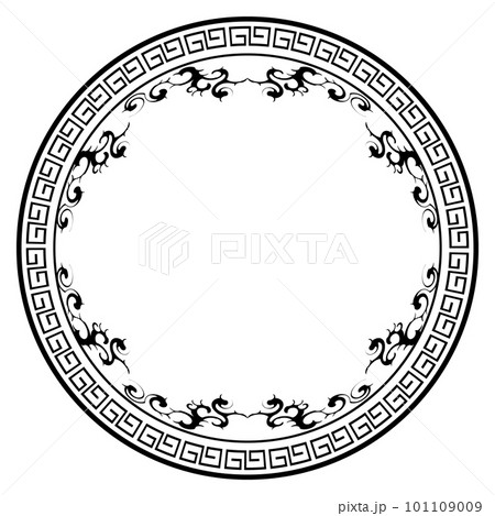 雷紋の中華風フレーム　ブラック 101109009