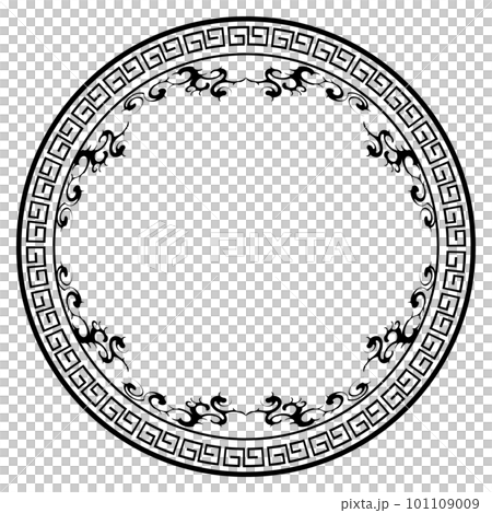 雷紋の中華風フレーム　ブラック 101109009