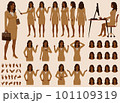 Set of cartoon black, african businesswomen character vector design 101109319