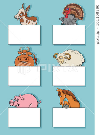 animal characters with cards or banners design collection animal characters with cards or banners design collection 101109590