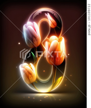 AI generated number 8 with tulip flowers 101109722