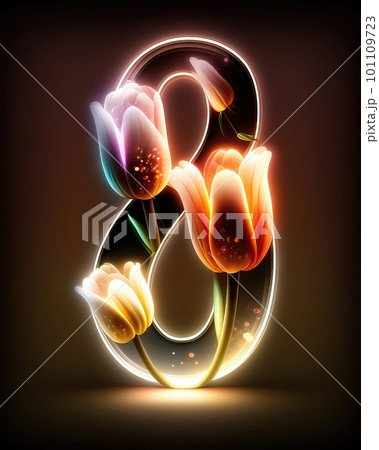 AI generated number 8 with tulip flowers AI generated number 8 with tulip flowers 101109723