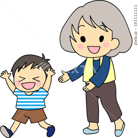 子供と遊ぶおばあちゃん 101111111