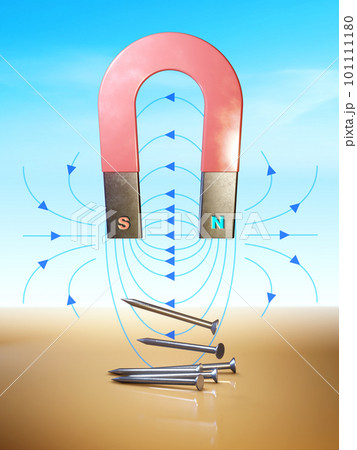 Magnetic field of a horseshoe magnet 101111180