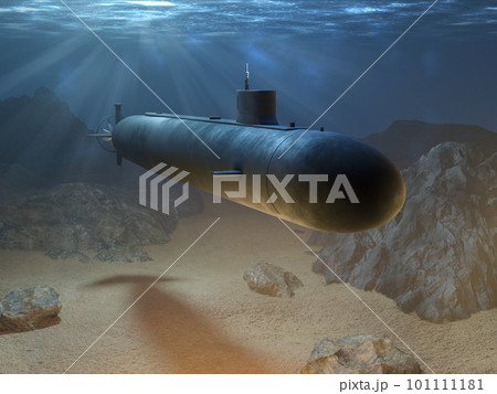 Nuclear submarine cruising in the deep of the ocean 101111181