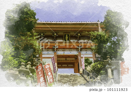 水彩画風 和歌山 紀州東照宮 楼門 和歌山県和歌山市 水彩画風 和歌山 紀州東照宮 楼門 和歌山県和歌山市 101111923