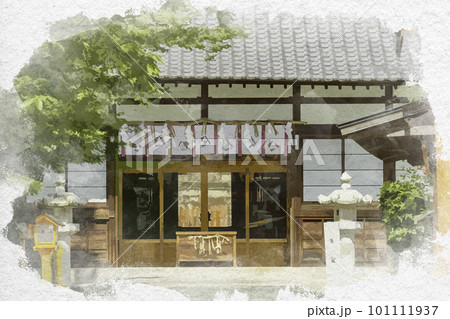 水彩画風　和歌山　玉津島神社　拝殿　和歌山県和歌山市 101111937