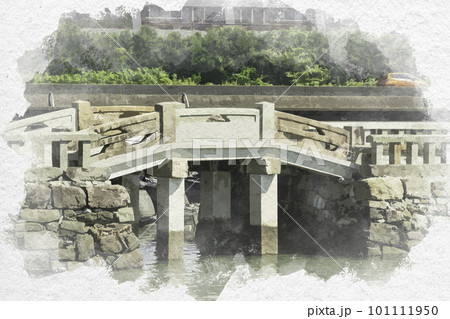 水彩画風 和歌山 三断橋 和歌山県和歌山市 水彩画風 和歌山 三断橋 和歌山県和歌山市 101111950