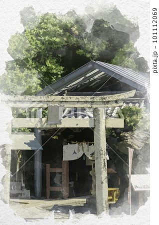 水彩画風　和歌山　鹽竈神社　和歌山県和歌山市 101112069