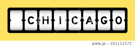 Black color in word chicago on slot banner with yellow color background 101112572