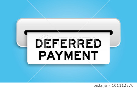 White coupon banner with word deferred payment from machine on blue color background 101112576