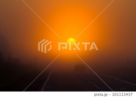 car at sun, sunrise 101113437