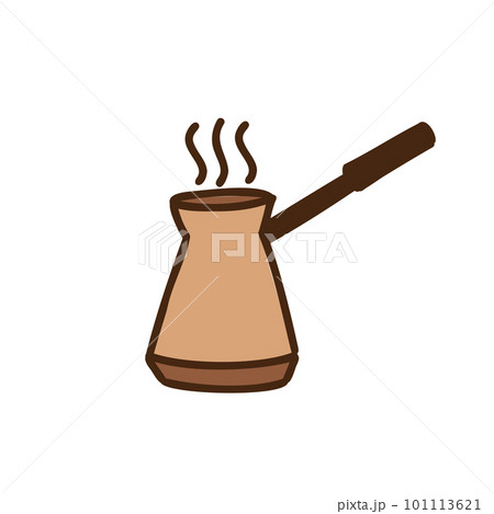 Coffee pot. Cezve illustration. Homemade cookware. Hand drawn kitchenware tools. Vector cartoon illustration. Coffee pot. Cezve illustration. Homemade cookware. Hand drawn kitchenware tools. Vector cartoon illustration. 101113621