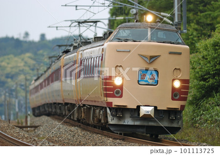 北陸本線　細呂木ー芦原温泉　JR西日本　485系　A07編成（京都）　雷鳥 101113725