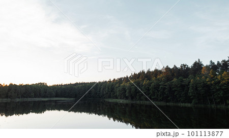 Wonderful view of the lake in the forest on a warm summer day Wonderful view of the lake in the forest on a warm summer day 101113877