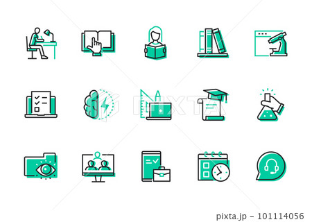 Science and knowledge - set of line design style icons Science and knowledge - set of line design style icons 101114056