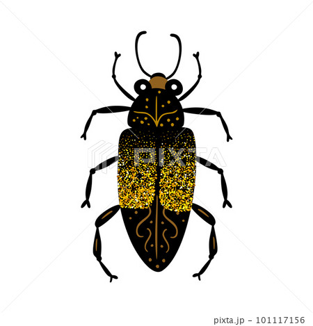 Black and gold glitter bug beetle, celestial vector fairy insect golden illustration Black and gold glitter bug beetle, celestial vector fairy insect golden illustration 101117156