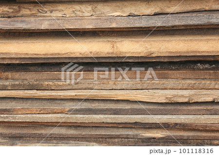 Stack of cut firewood as background, closeup view 101118316