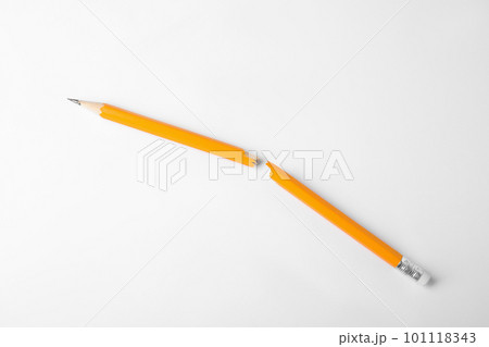 Broken graphite pencil with eraser on white background Broken graphite pencil with eraser on white background 101118343