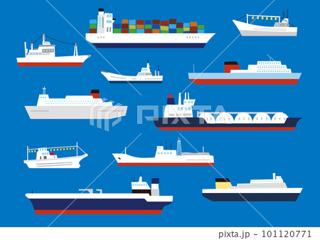 色々な船の楽しい切り絵風イラストセット 101120771