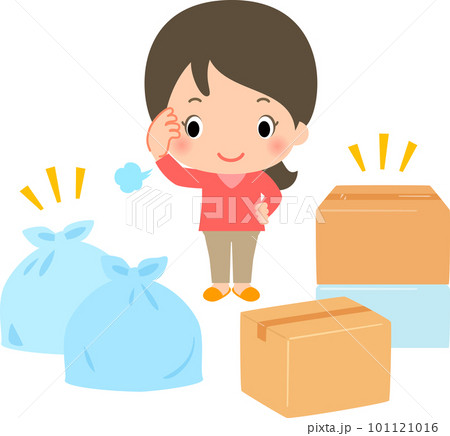 ゴミ袋と段ボール箱、片付け、引っ越し 101121016