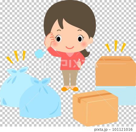 ゴミ袋と段ボール箱、片付け、引っ越し 101121016
