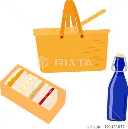 ピクニックのバスケットとサンドイッチ 101121032