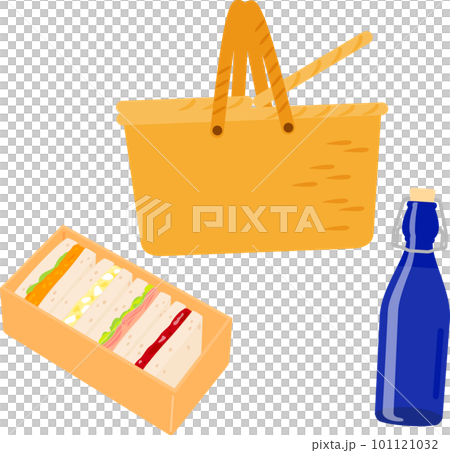 ピクニックのバスケットとサンドイッチ 101121032