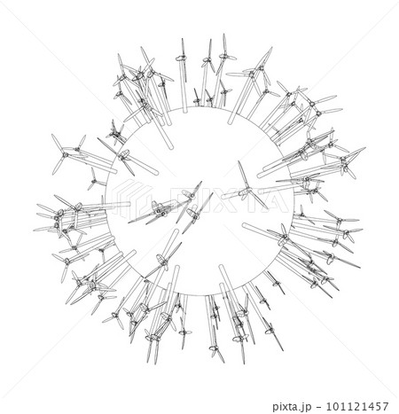 Electric wind turbines on round planet Electric wind turbines on round planet 101121457