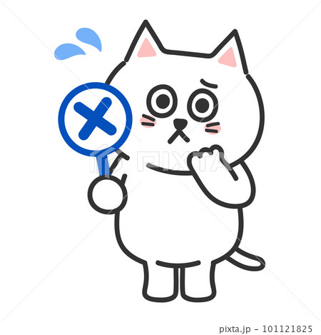 バツの札を持った猫　イラスト　ベクター 101121825