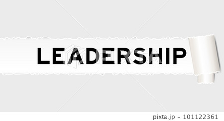 Ripped gray paper background that have word leadership under torn part 101122361