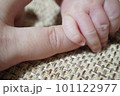 大人の指を握る赤ちゃんの手の写真 101122977