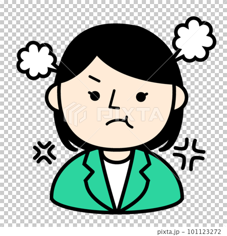 スーツをきた怒っている女性 会社員 人物シンプルイラスト スーツをきた怒っている女性 会社員 人物シンプルイラスト 101123272