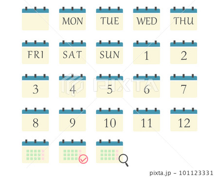 柔らかい色のカレンダーアイコンセット 101123331