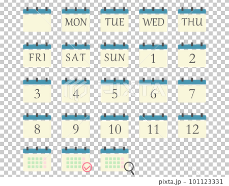 柔らかい色のカレンダーアイコンセット 101123331