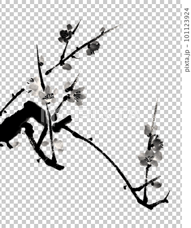 以水墨技法繪製的墨梅 101123924