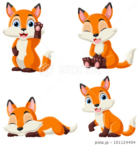 Set of cute little fox cartoon 101124404