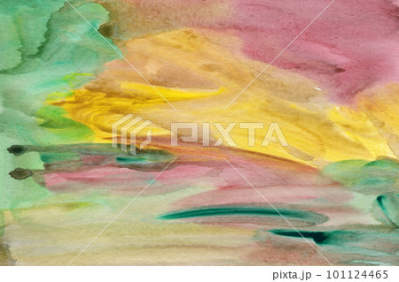 Hand drawn watercolor green red texture  101124465
