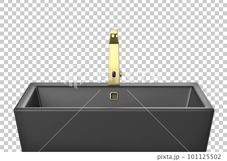Black wash basin with golden faucet 101125502