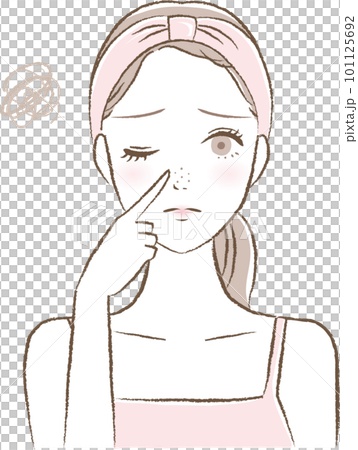 一名婦女鼻子上有黑頭和角化塞的插圖 101125692