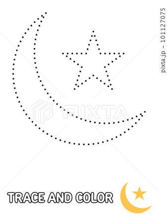 Eid Moon tracing and coloring worksheet for kids Eid Moon tracing and coloring worksheet for kids 101127075