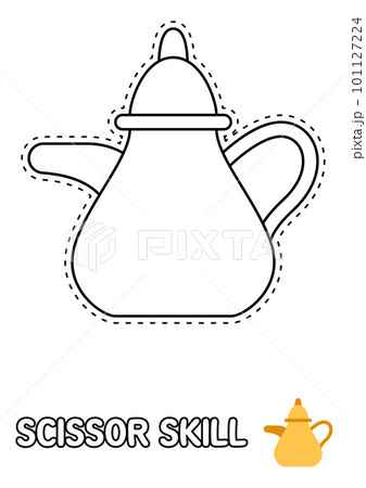 Scissor skill page with Tea Pot for kids Scissor skill page with Tea Pot for kids 101127224