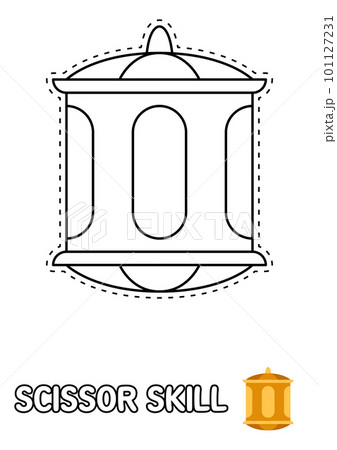 Scissor skill page with Lantern for kids 101127231