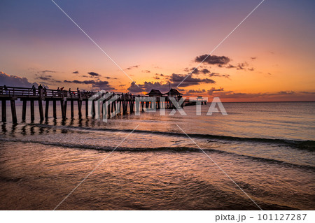 pier jetty at sunset in Naples, forida, usa pier jetty at sunset in Naples, forida, usa 101127287