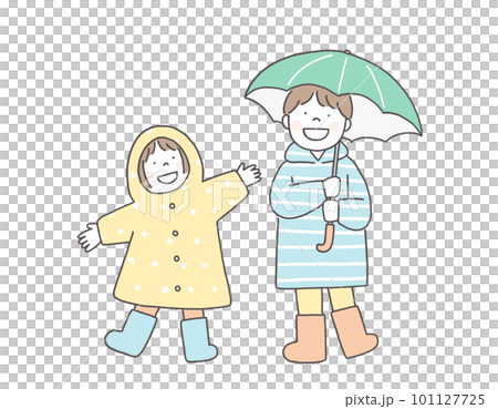 雨の日に傘をさすこどもたち 雨の日に傘をさすこどもたち 101127725