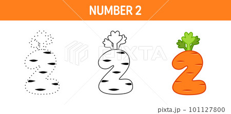 Number 2 tracing and coloring worksheet for kids Number 2 tracing and coloring worksheet for kids 101127800