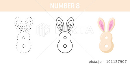 Number 8 tracing and coloring worksheet for kids Number 8 tracing and coloring worksheet for kids 101127907