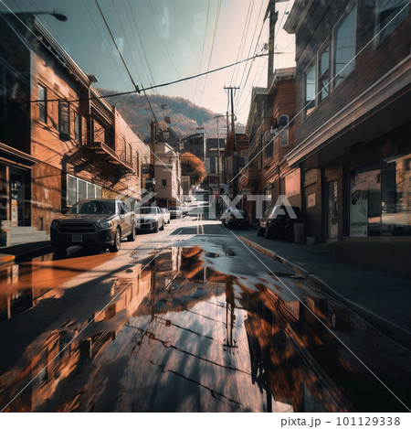 glittering psychedelic street with reflections glittering psychedelic street with reflections 101129338