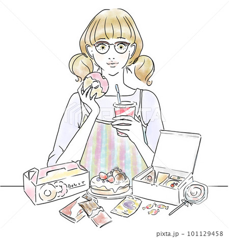 スイーツを過食する可愛い女性 101129458