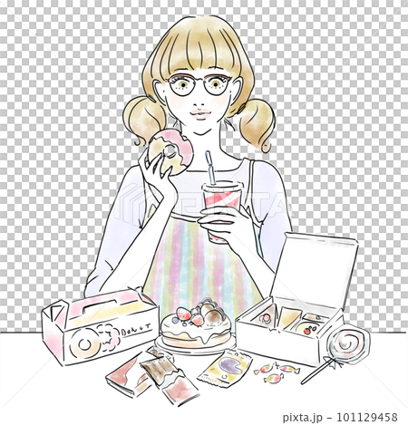 A cute woman who overeats sweets A cute woman who overeats sweets 101129458